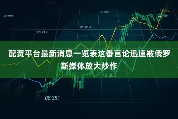 配资平台最新消息一览表这番言论迅速被俄罗斯媒体放大炒作